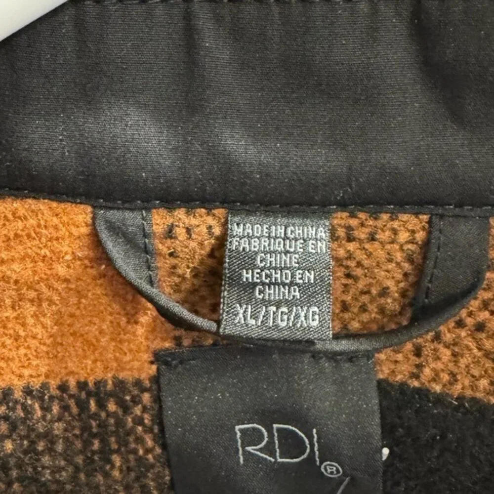 NWT RDI Orange & Black Plaid Jacket XL